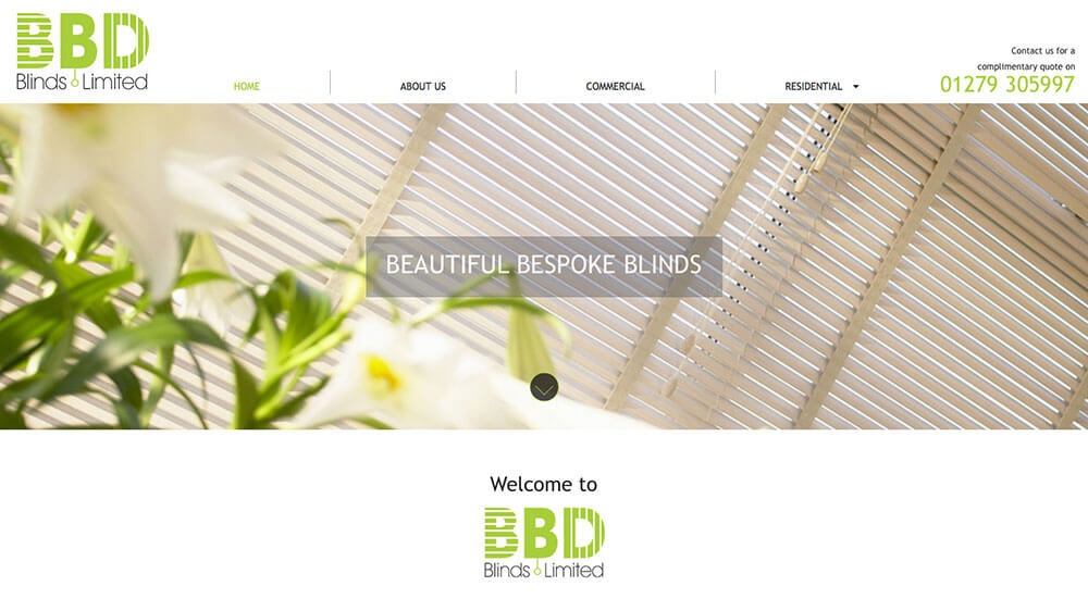 Blinds and curtains website design, BBD Blinds Ltd by Storm Design and Print