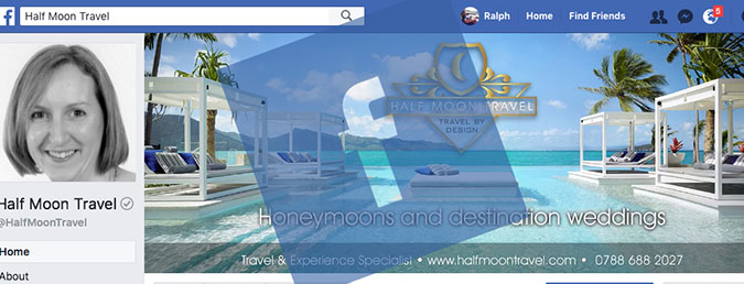 Social media header design for Half Moon Travel